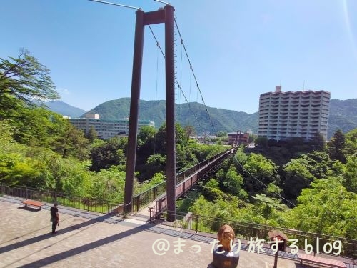 私が宿泊した【Rakuten STAY VILLA 鬼怒川リバーサイド】周辺観光地を説明するために鬼怒楯岩大吊橋で撮影した写真