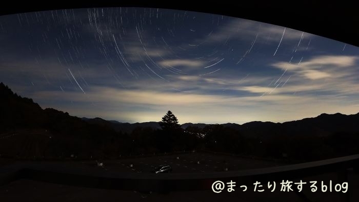 客室から撮影した星空